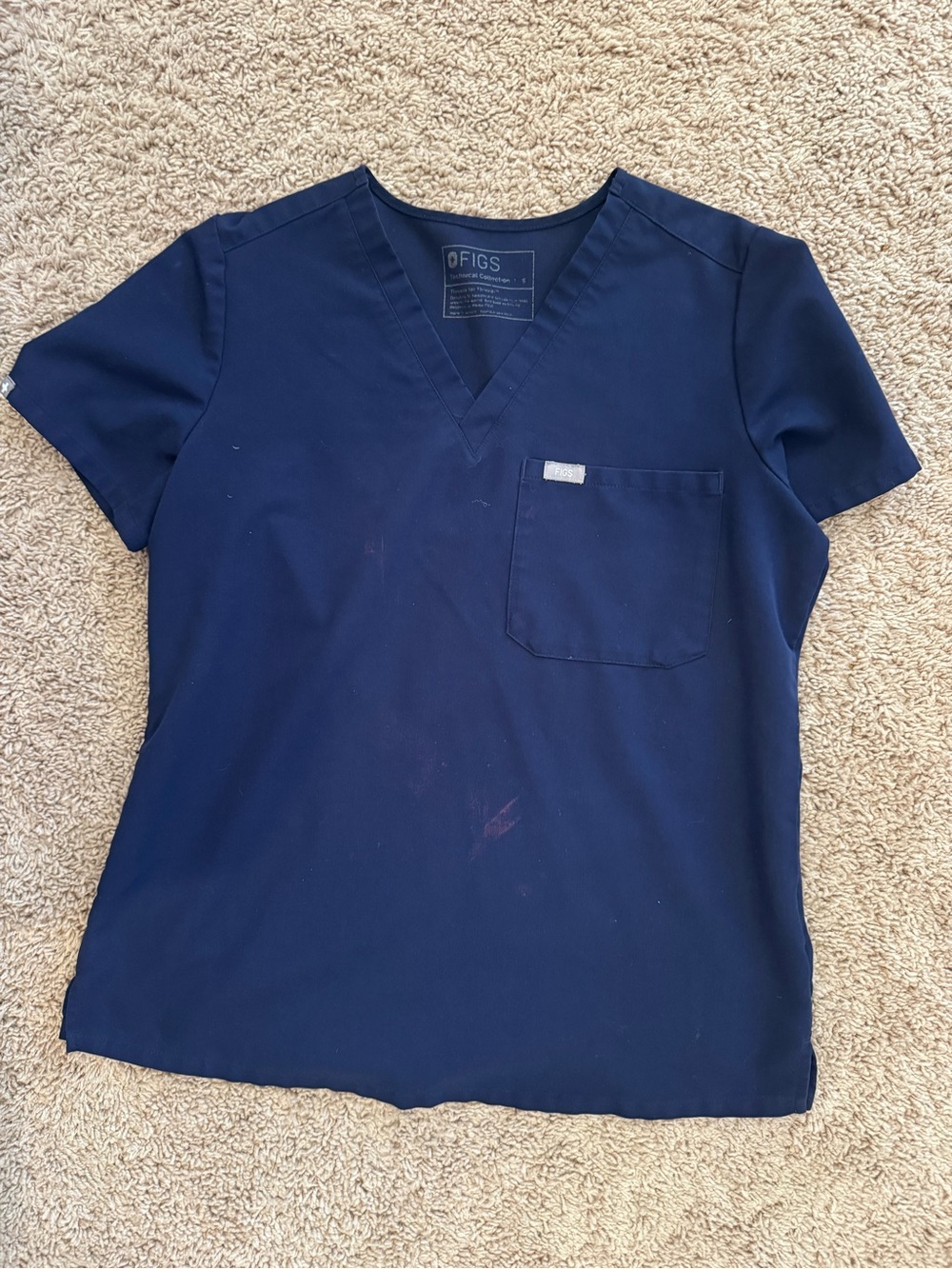 Figs Navy Blue V-Neck Scrub Top